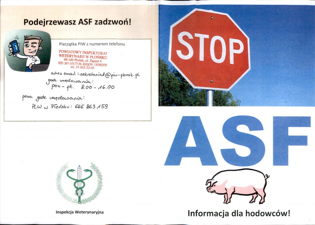 Informacja dla hodowców dotycząca afrykańskiego pomoru świń (ASF)