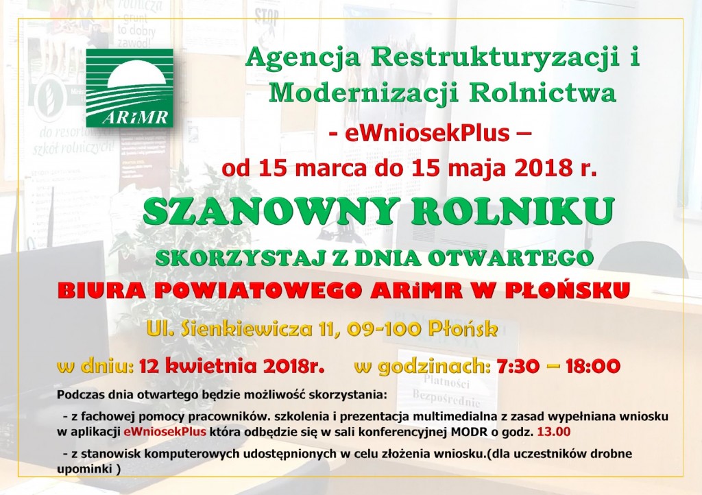 Dzień otwarty Biura Powiatowego ARiMR w Płońsku